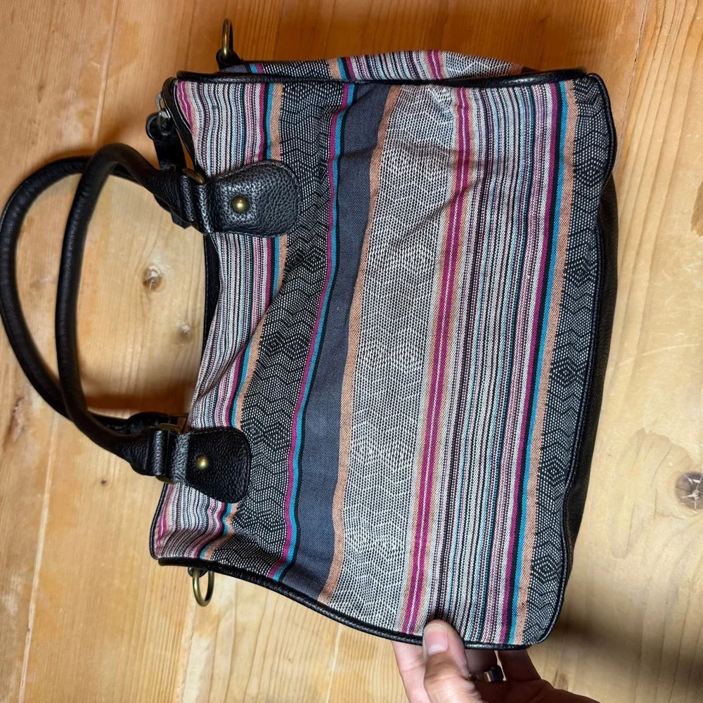 Dakine Gulfstream 13L Satchel‎ Bag Striped Woven Textile Black Faux Leather Trim